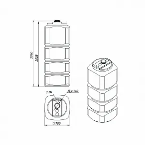 Пластиковая емкость ЭкоПром L 1000 (Черный) 2